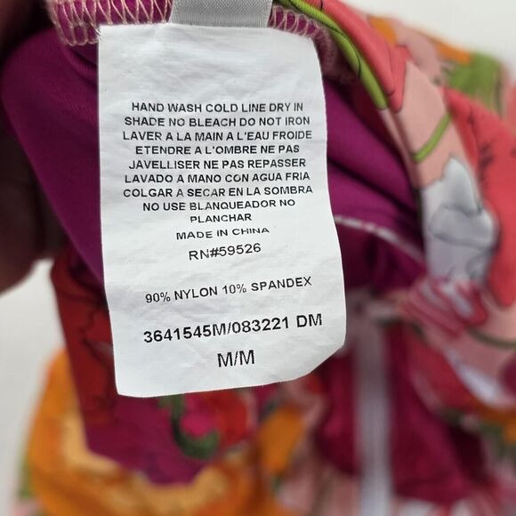 Trina Turk Swimsuit Womens Medium Floral Long Sleeve Rash Guard Pink Orange‎ Zip - Picture 8 of 12